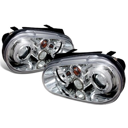 Overtime Halo LED Projector Headlights for 99 to 05 Volkswagen Golf- Chrome - 10 x 19 x 22 in. OV3190218